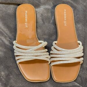 Madden Girl Ivory Braided Strap Slide Sandals